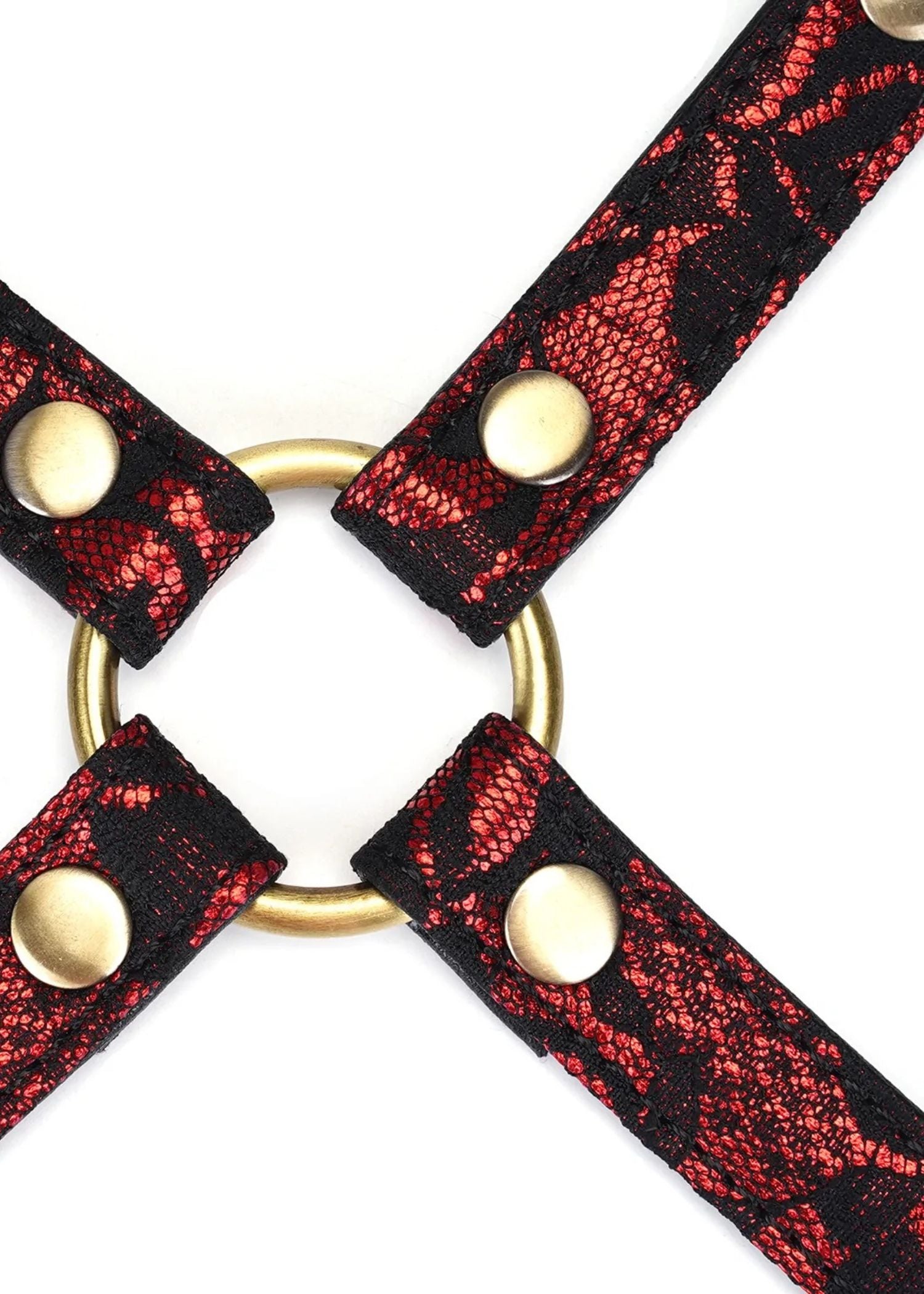 Liebe Seele Victorian Garden Red Lace Hogtie - Handcuff & Ankle Cuff Attachment - BDSM Bedroom Fun | Avec Amour Lingerie