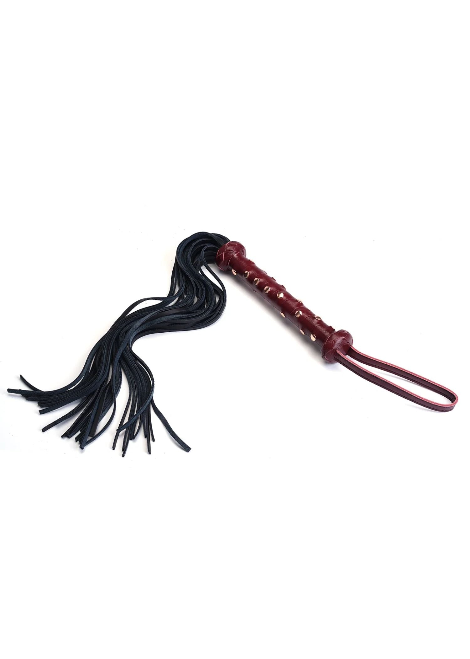 Liebe Seele Wine Red Flogger - Durable with Studded Handle - Bondage BDSM Sex Toy | Avec Amour