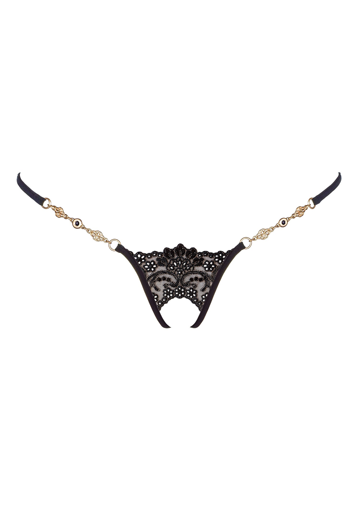Lucky Cheeks Black Sensation Ouvert Luxury Crotchless G-String | Avec Amour Sexy Lingerie