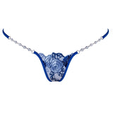 Lucky Cheeks Blue Lagoon Luxury Mini G-String - Swarovski Embroidery Thong - Sexy Lingerie