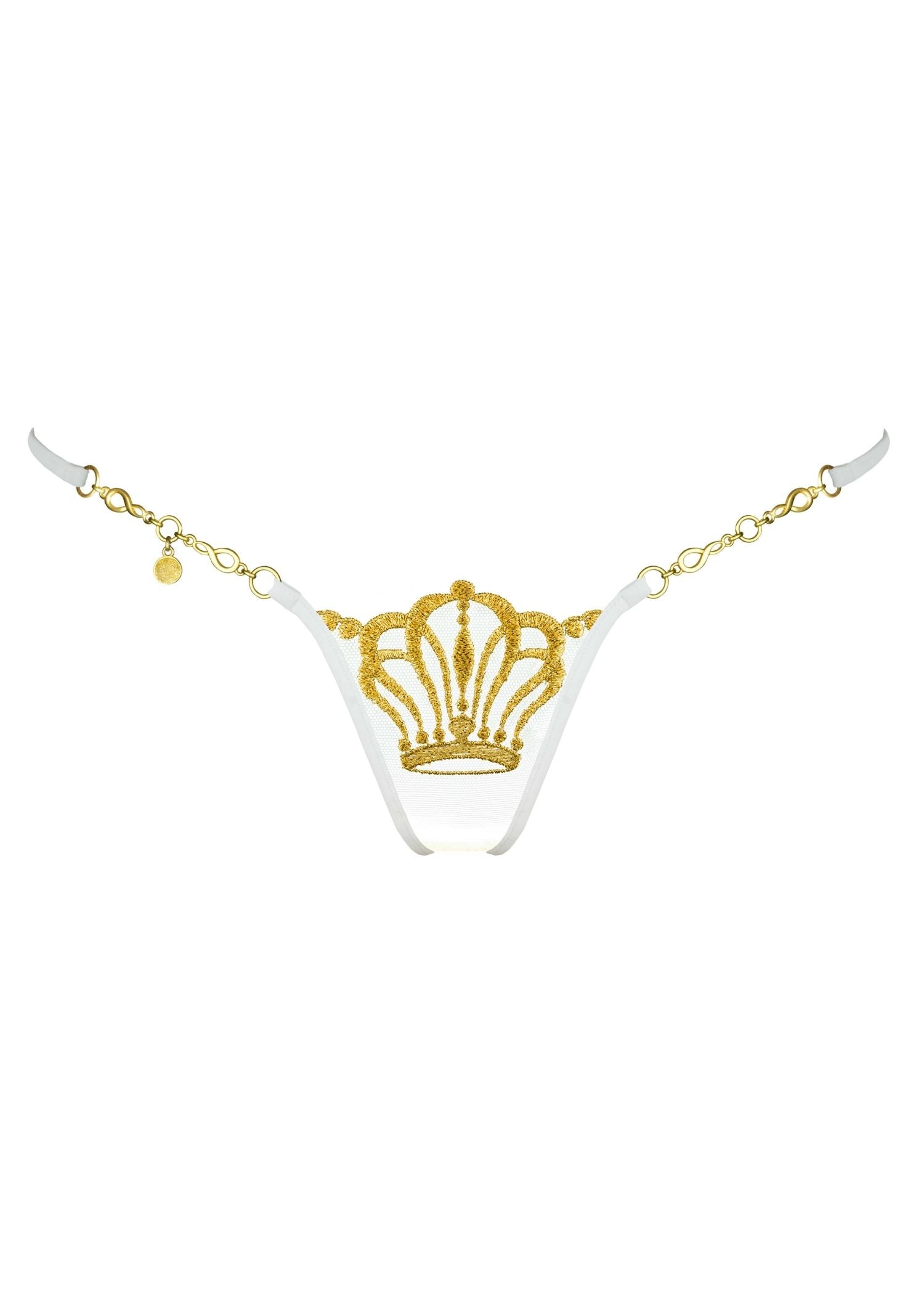 Lucky Cheeks Queen of Love - Ivory Edition - Luxury Mini G-String - Swarovski Embroidery Thong - Sexy Lingerie