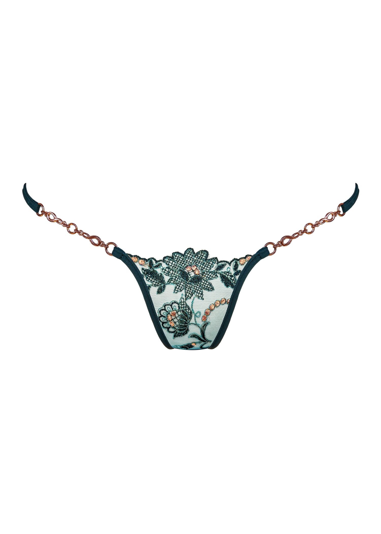 Lucky Cheeks Royal Meadows Green Luxury G-String - Luxury Thong | Avec Amour Sexy Lingerie