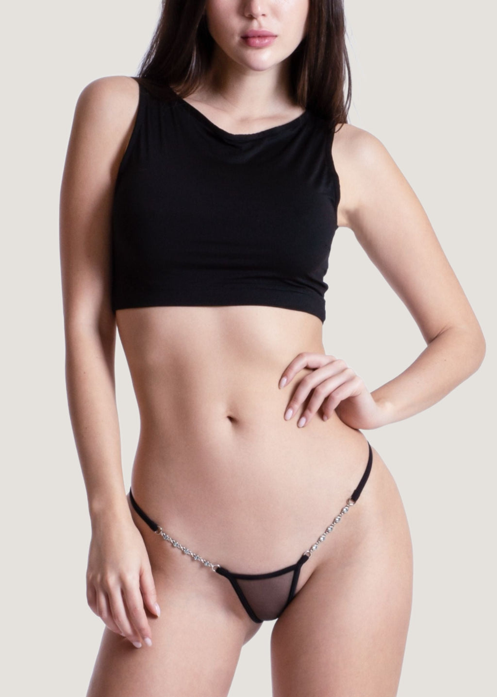 Lucky Cheeks Transparent Black Luxury Micro V-String - Sexy Lingerie