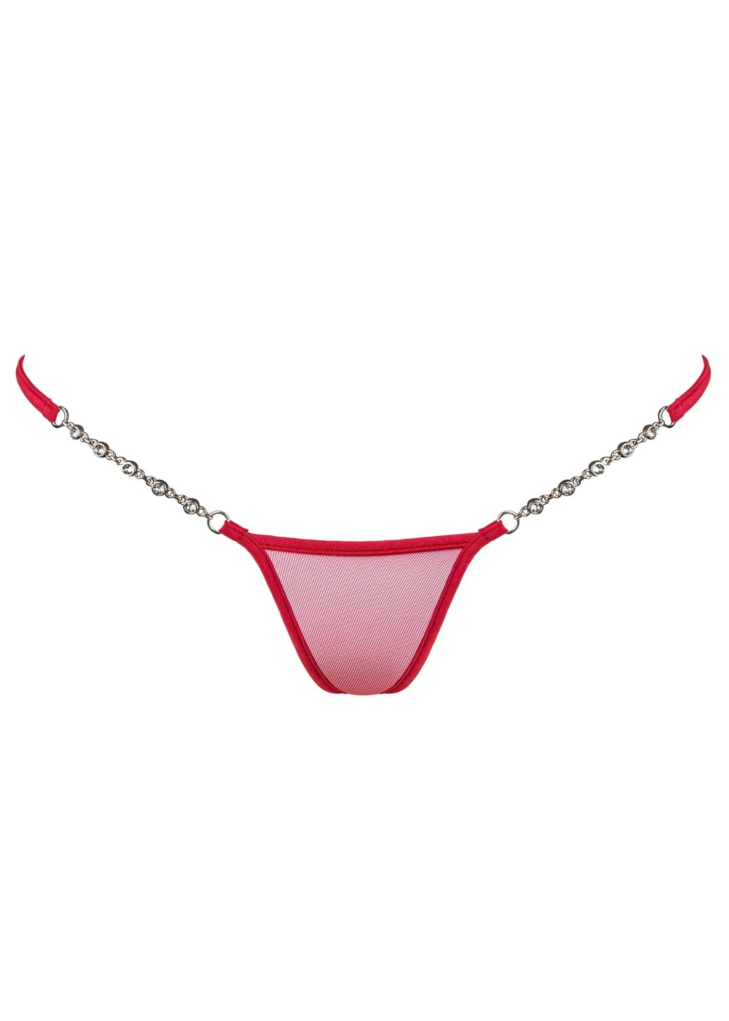 Lucky Cheeks Transparent Red - Luxury Micro V-String - Swarovski Mesh Thong - Sexy Lingerie