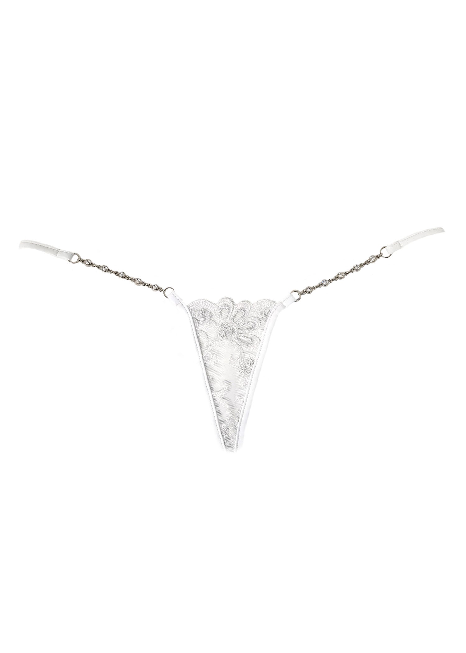 Lucky Cheeks Young Love Luxury Micro G-String (White) - Swarovski Thong | Avec Amour Sexy Lingerie