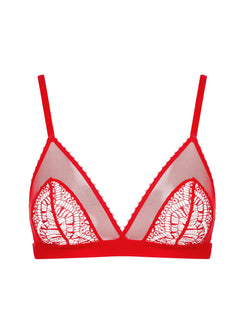 Maison Close Accorche Coeur Triangle Bra (Red) - Soft Cup Lace Bralette | Avec Amour Lingerie