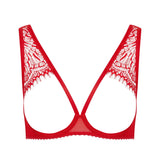 Maison Close Accroche Coeur Open Cup Bra (Red) | Avec Amour Lingerie