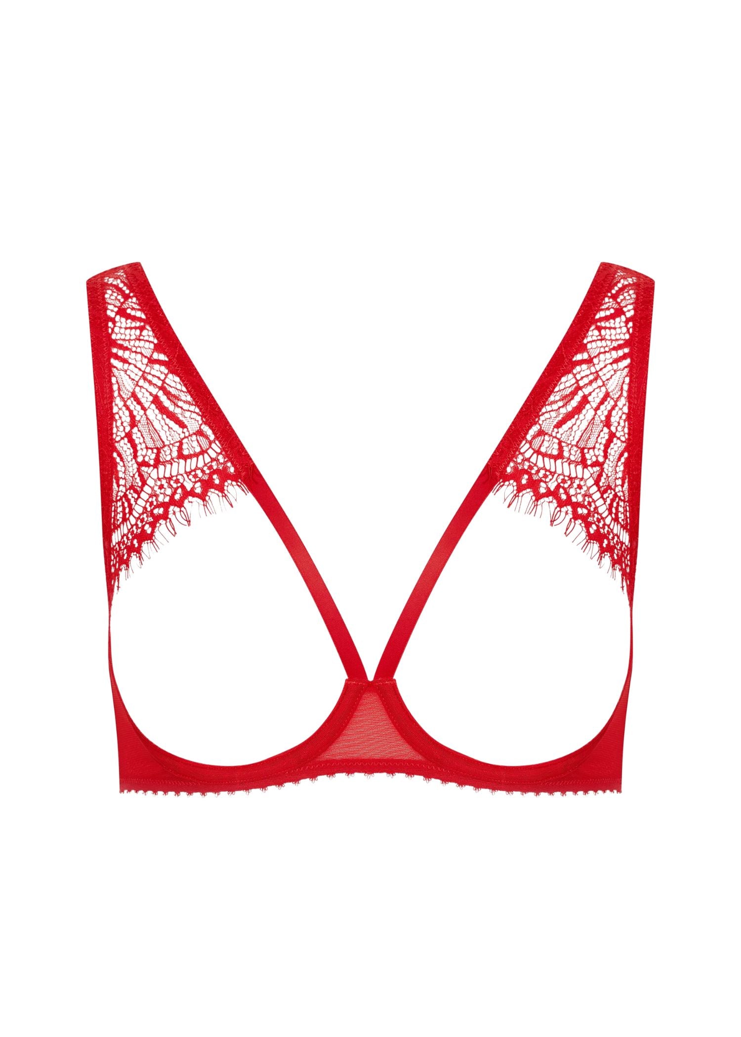 Maison Close Accroche Coeur Open Cup Bra (Red) | Avec Amour Lingerie