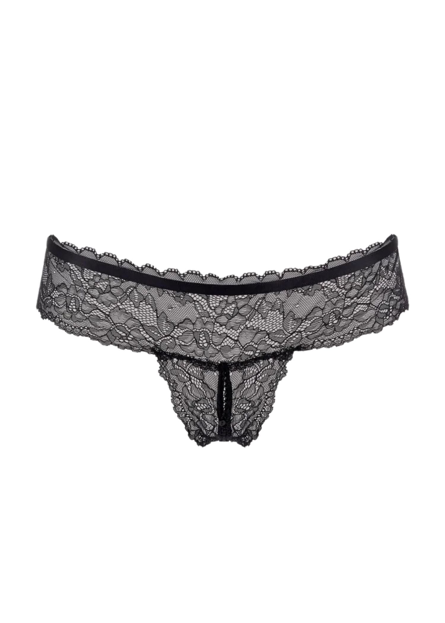 Maison Close Le Petit Secret Openable Tanga - Black Lace Thong | Avec Amour Sexy Lingerie