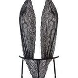 Maison Close Le Petit Secret Openable Thong Body (Black) - With Detachable Suspenders | Avec Amour Luxury Lingerie