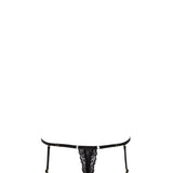 Maison Close Le Petit Secret Openable Thong Body (Black) - With Detachable Suspenders | Avec Amour Luxury Lingerie