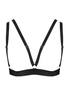 Maison Close Tapage Nocturne (Black) - Naked Triangle Bra - Cupless Bra, Open Bra, Bondage Bra | Avec Amour Sexy Lingerie