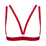 Maison Close Tapage Nocturne (Red) - Naked Triangle Bra - Cupless Bra, Open Bra, Bondage Bra | Avec Amour Sexy Lingerie