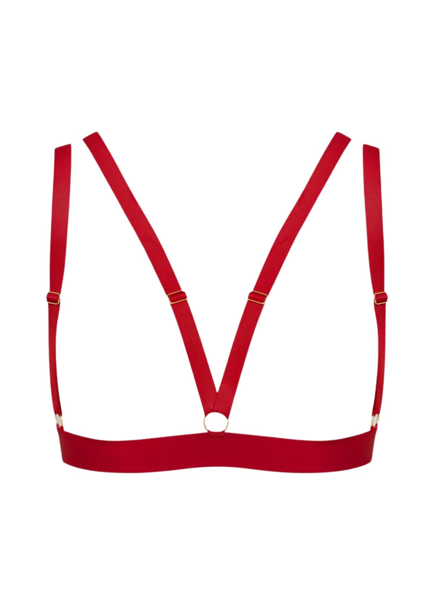 Maison Close Tapage Nocturne (Red) - Naked Triangle Bra - Cupless Bra, Open Bra, Bondage Bra | Avec Amour Sexy Lingerie