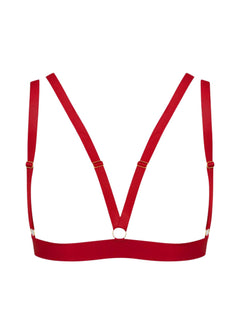 Maison Close Tapage Nocturne (Red) - Naked Triangle Bra - Cupless Bra, Open Bra, Bondage Bra | Avec Amour Sexy Lingerie