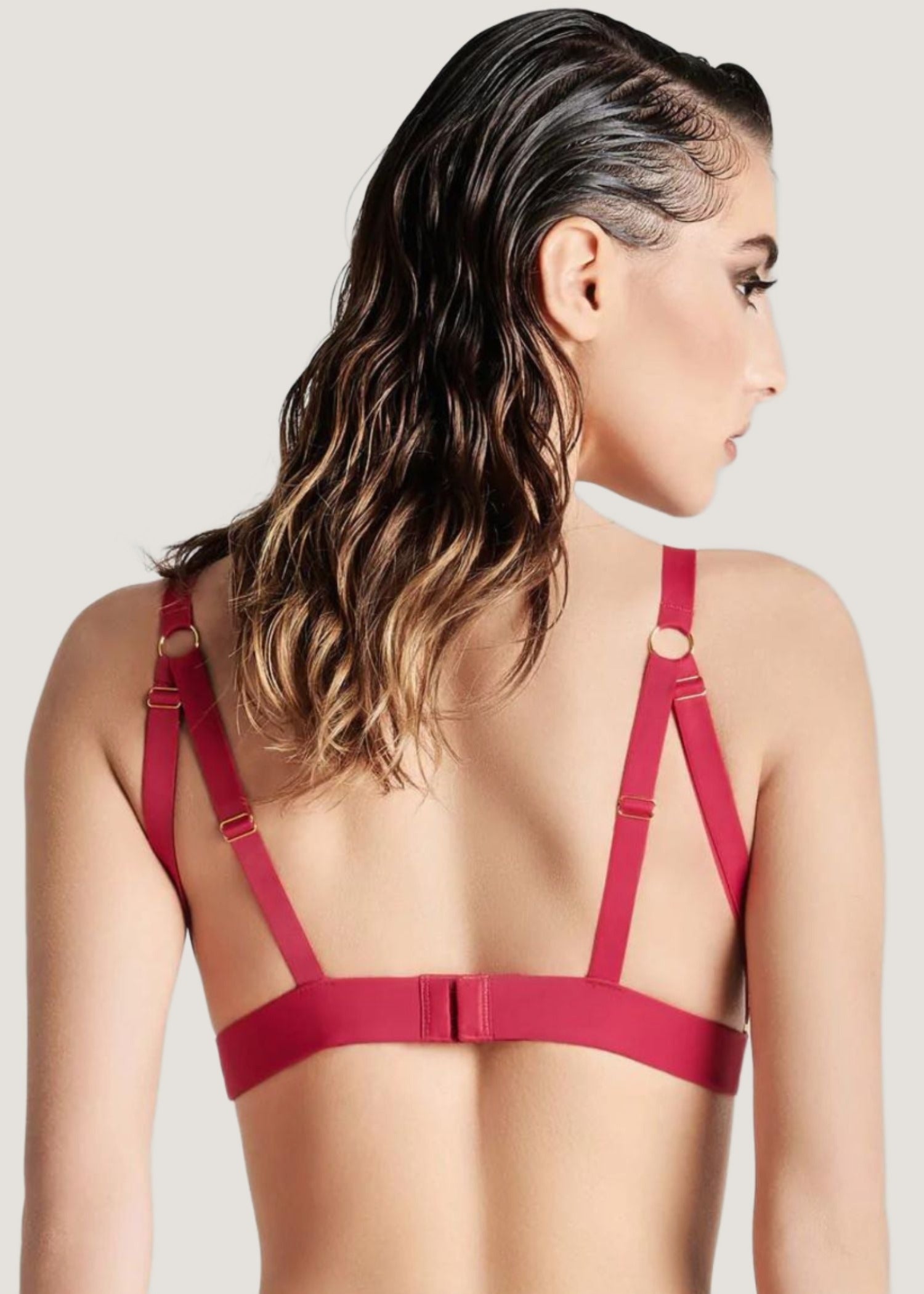Maison Close Tapage Nocturne (Red) - Naked Triangle Bra - Cupless Bra, Open Bra, Bondage Bra | Avec Amour Sexy Lingerie