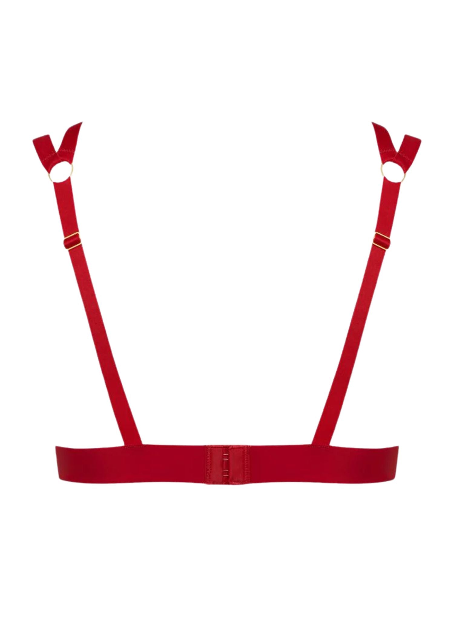 Maison Close Tapage Nocturne (Red) - Naked Triangle Bra - Cupless Bra, Open Bra, Bondage Bra | Avec Amour Sexy Lingerie