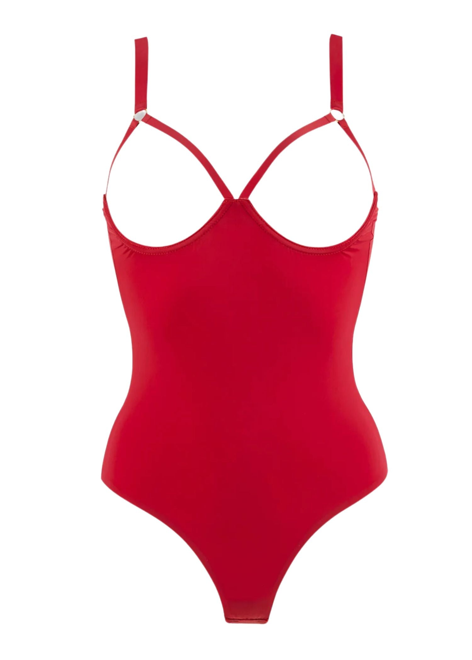 Maison Close Tapage Nocturne Open Cup Bodysuit (Red) - Cupless, Ouvert Back | Avec Amour Sexy Lingerie