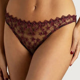 Muse by Coco de Mer Stella Ouvert Brazilian Knicker (Plum) - Luxury Lace Lingerie | Avec Amour Sexy Lingerie