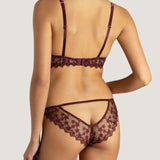 Muse by Coco de Mer Stella Ouvert Brazilian Knicker (Plum) - Luxury Lace Lingerie | Avec Amour Sexy Lingerie