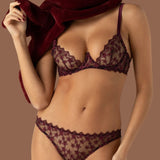 Muse by Coco de Mer Stella Ouvert Brazilian Knicker (Plum) - Luxury Lace Lingerie | Avec Amour Sexy Lingerie