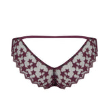 Muse by Coco de Mer Stella Ouvert Brazilian Knicker (Plum) - Luxury Lace Lingerie | Avec Amour Sexy Lingerie