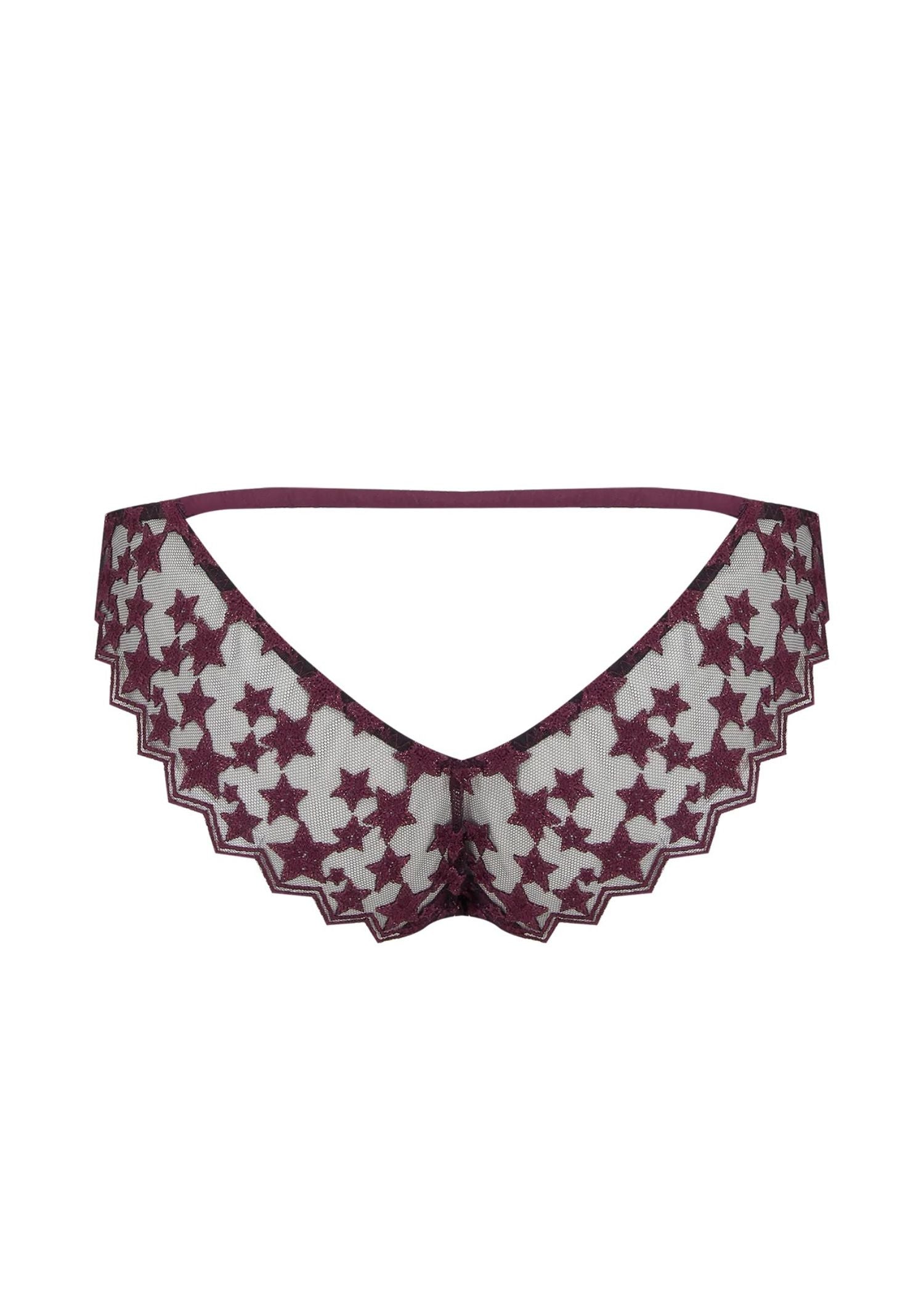 Muse by Coco de Mer Stella Ouvert Brazilian Knicker (Plum) - Luxury Lace Lingerie | Avec Amour Sexy Lingerie