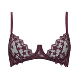 Muse by Coco de Mer Stella Plunge Bra (Plum) - Luxury Lace Lingerie | Avec Amour Sexy Lingerie