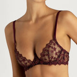 Muse by Coco de Mer Stella Plunge Bra (Plum) - Luxury Lace Lingerie | Avec Amour Sexy Lingerie
