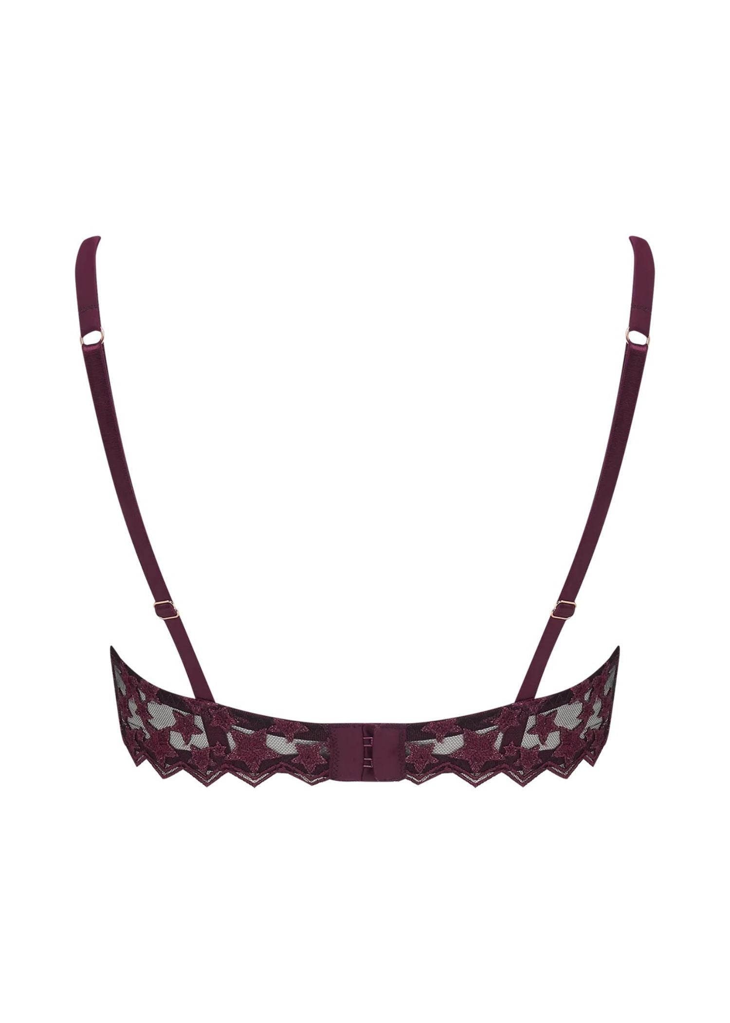 Muse by Coco de Mer Stella Plunge Bra (Plum) - Luxury Lace Lingerie | Avec Amour Sexy Lingerie