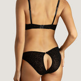 Muse by Coco de Mer Ava Brazilian Knicker - Peep Back Bottom (Black) | Avec Amour Sexy Lingerie