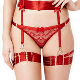 Bondage Webbed Garter (Burnt Red)-Bottoms-Bordelle-AvecAmourLingerie