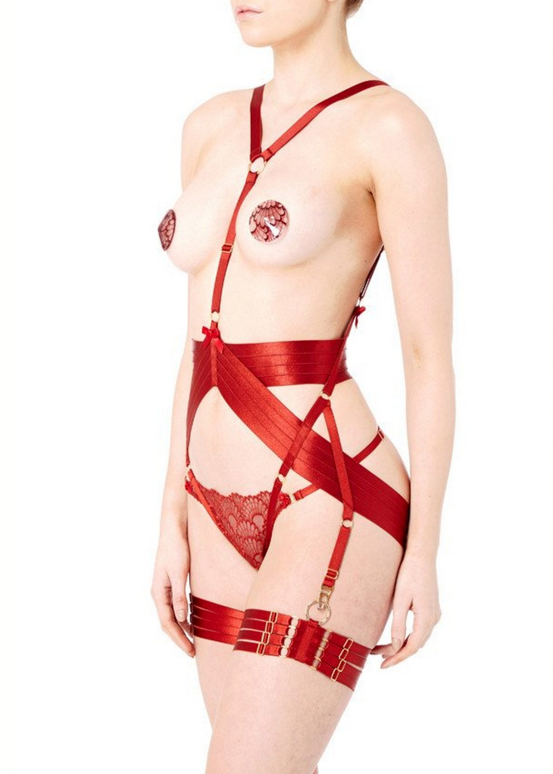 Asobi (Burnt Red) Harness-Bodywear-Bordelle-AvecAmourLingerie