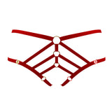 Art Deco (Burnt Red) Ouvert Strap Brief-Bottoms-Bordelle-AvecAmourLingerie