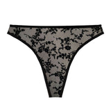The Lovis Elma Black Lace Mesh Thong - Luxury Lingerie
