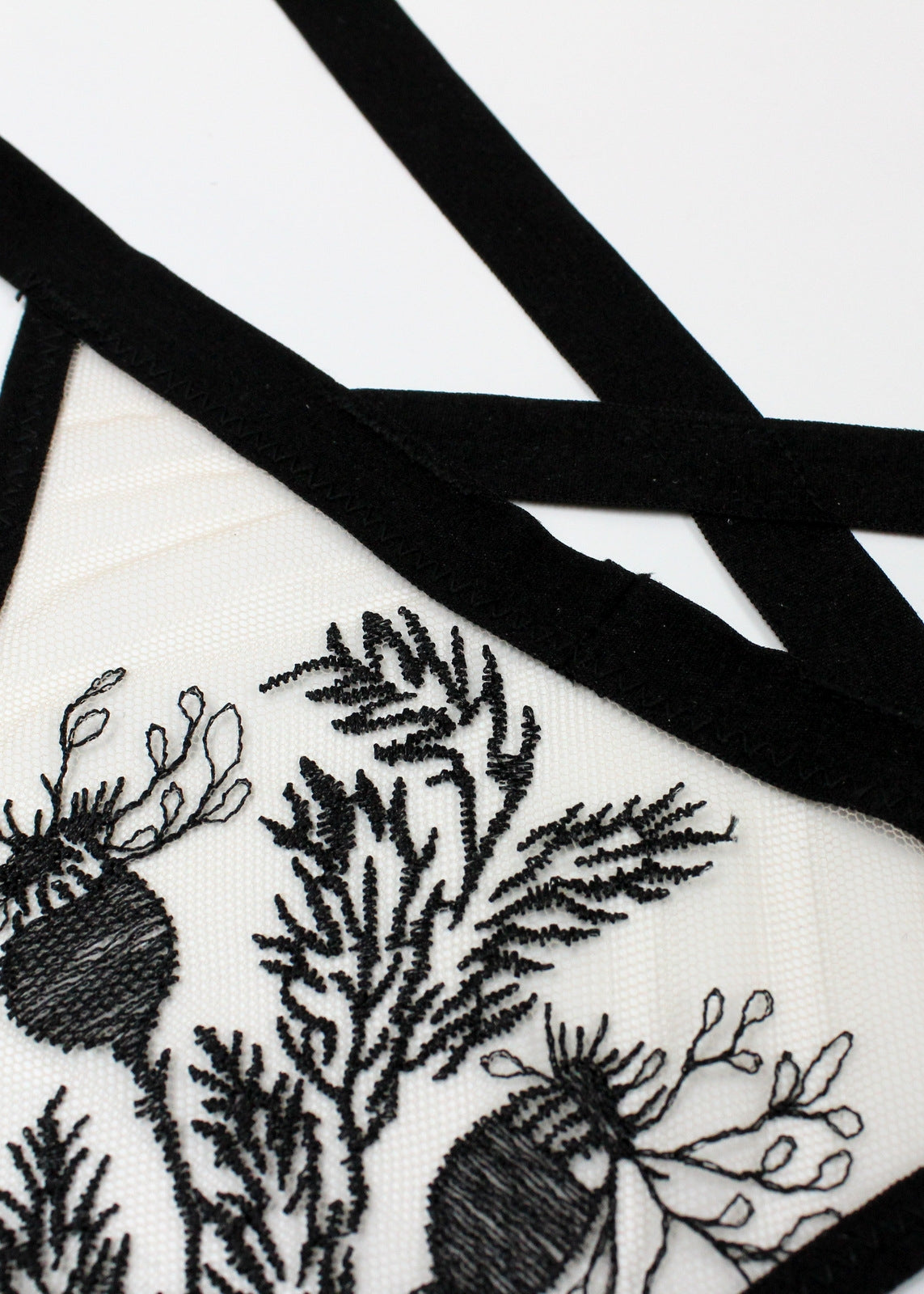 Verona (Black) Embroidered Thong-Bottoms-Thistle & Spire-AvecAmourLingerie