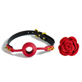 UPKO Rose Ball Gag (Black Strap) - BDSM Bondage Bedroom Fun