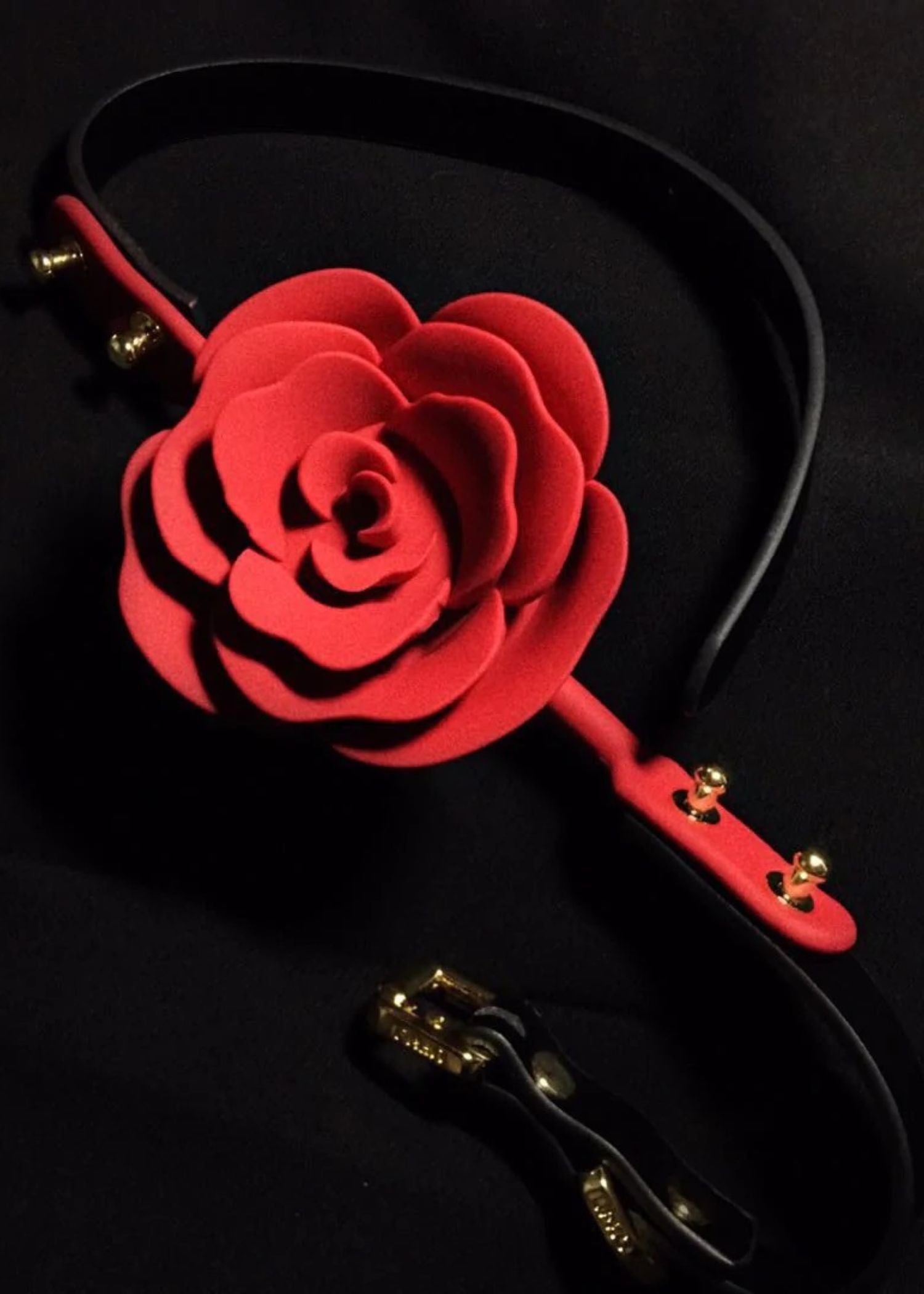 UPKO Rose Ball Gag (Black Strap) - BDSM Bondage Bedroom Fun