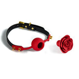 UPKO Rose Ball Gag (Black Strap) - BDSM Bondage Bedroom Fun