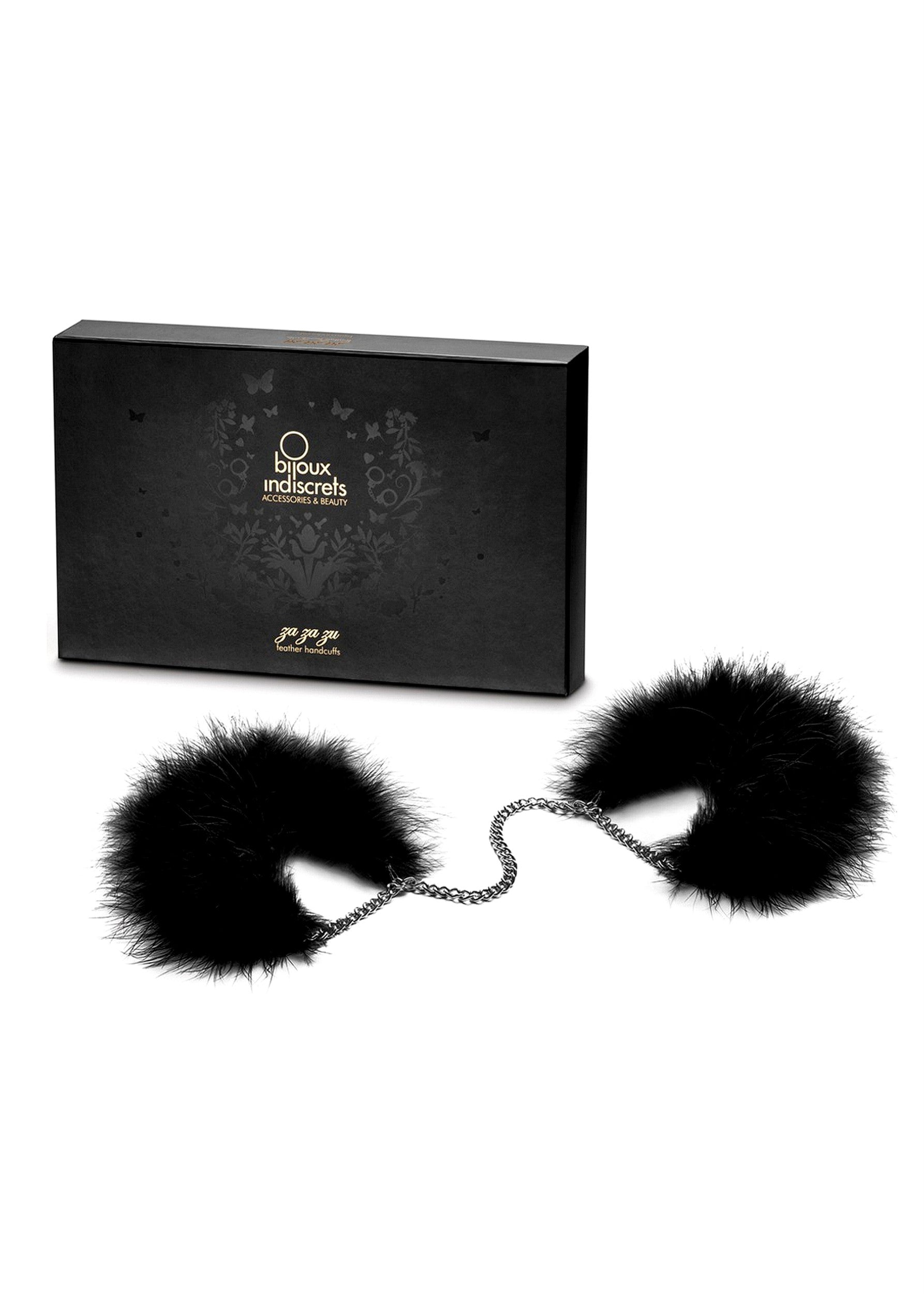 Bijoux Indiscrets ZAZAZU Feather Cuffs (Black) | Avec Amour Lingerie