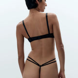 Bluebella Nova Open Cup Bra & Thong  (Black) | Avec Amour Luxury Lingerie
