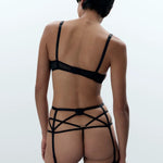 Bluebella Nova Open Cup Bra, Thong & Suspender (Black) | Avec Amour Luxury Lingerie