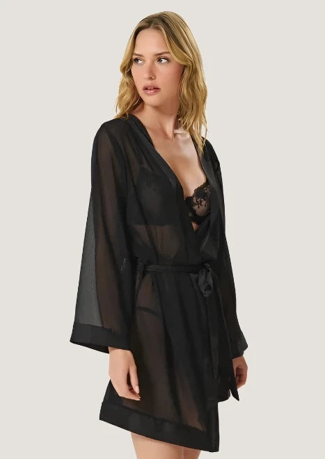 Bluebella Chiffon Kimono (Black) | Avec Amour Lingerie