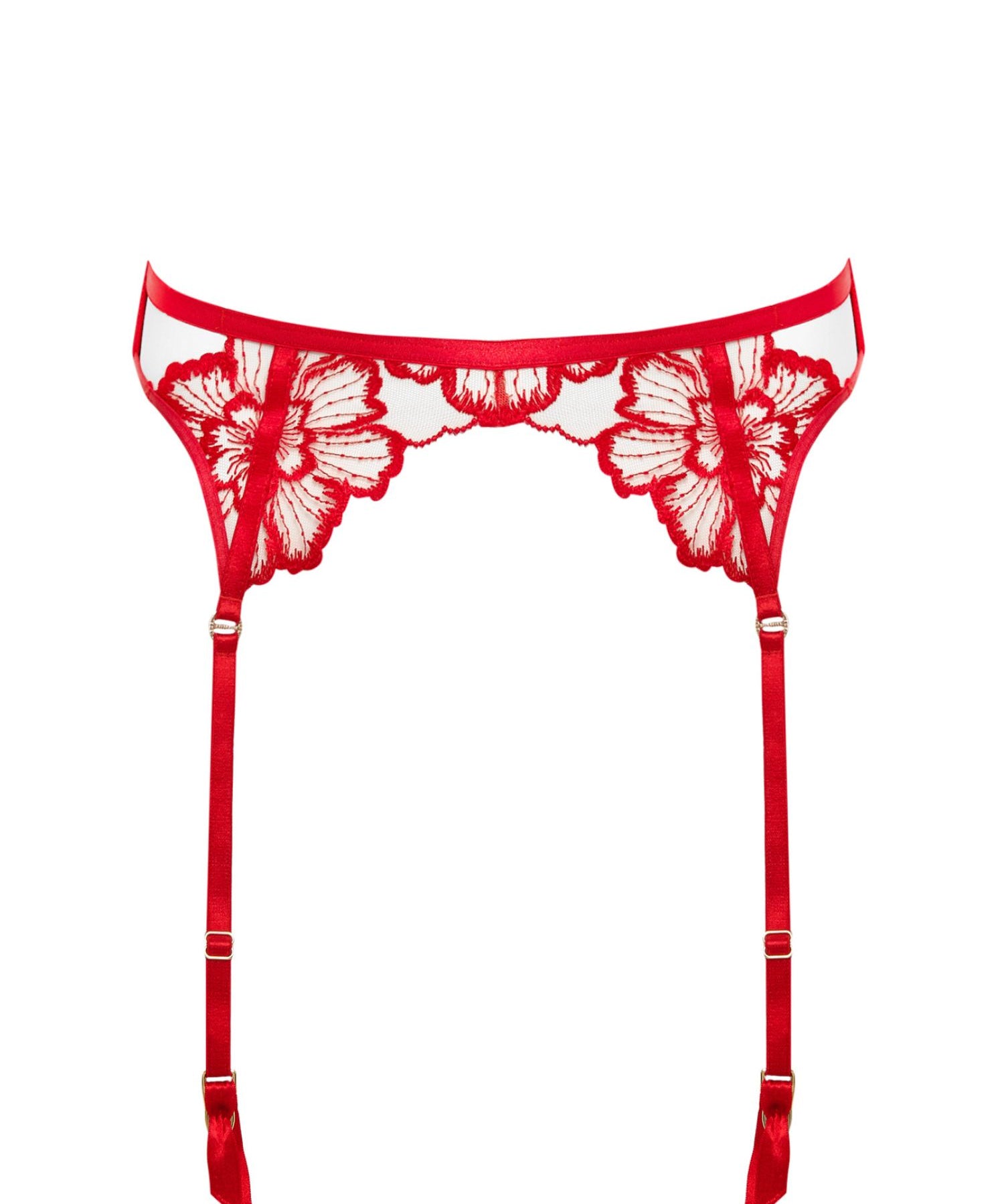 Bluebella CATALINA Suspender (Tomato Red/Sheer) | Avec Amour Sexy Lingerie