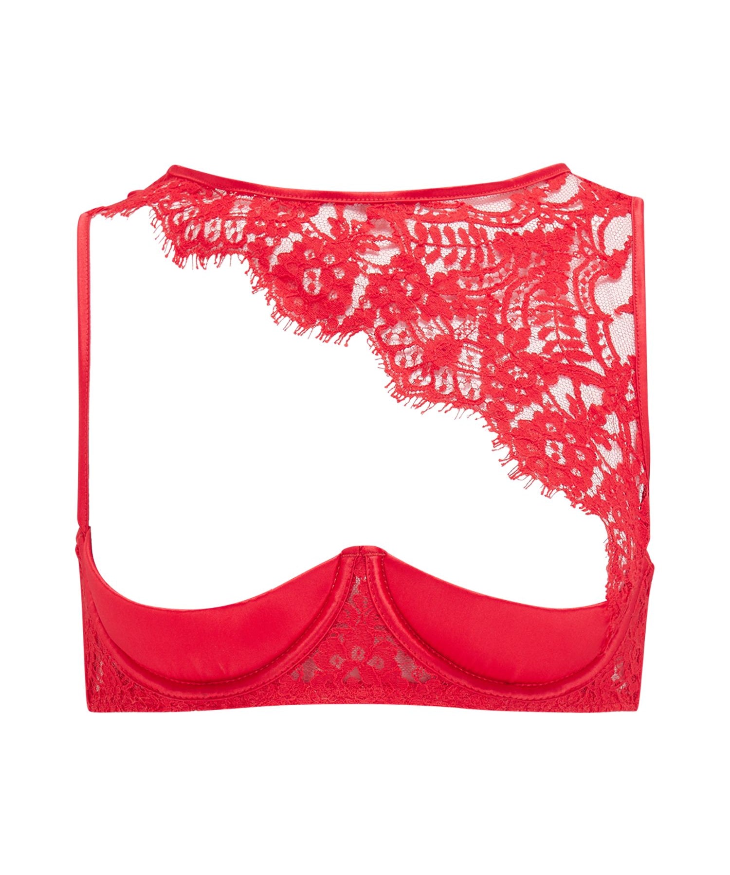 Coco de Mer MARELLA Asymmetric Quarter Cup Bra (Red) | Avec Amour Sexy Lingerie