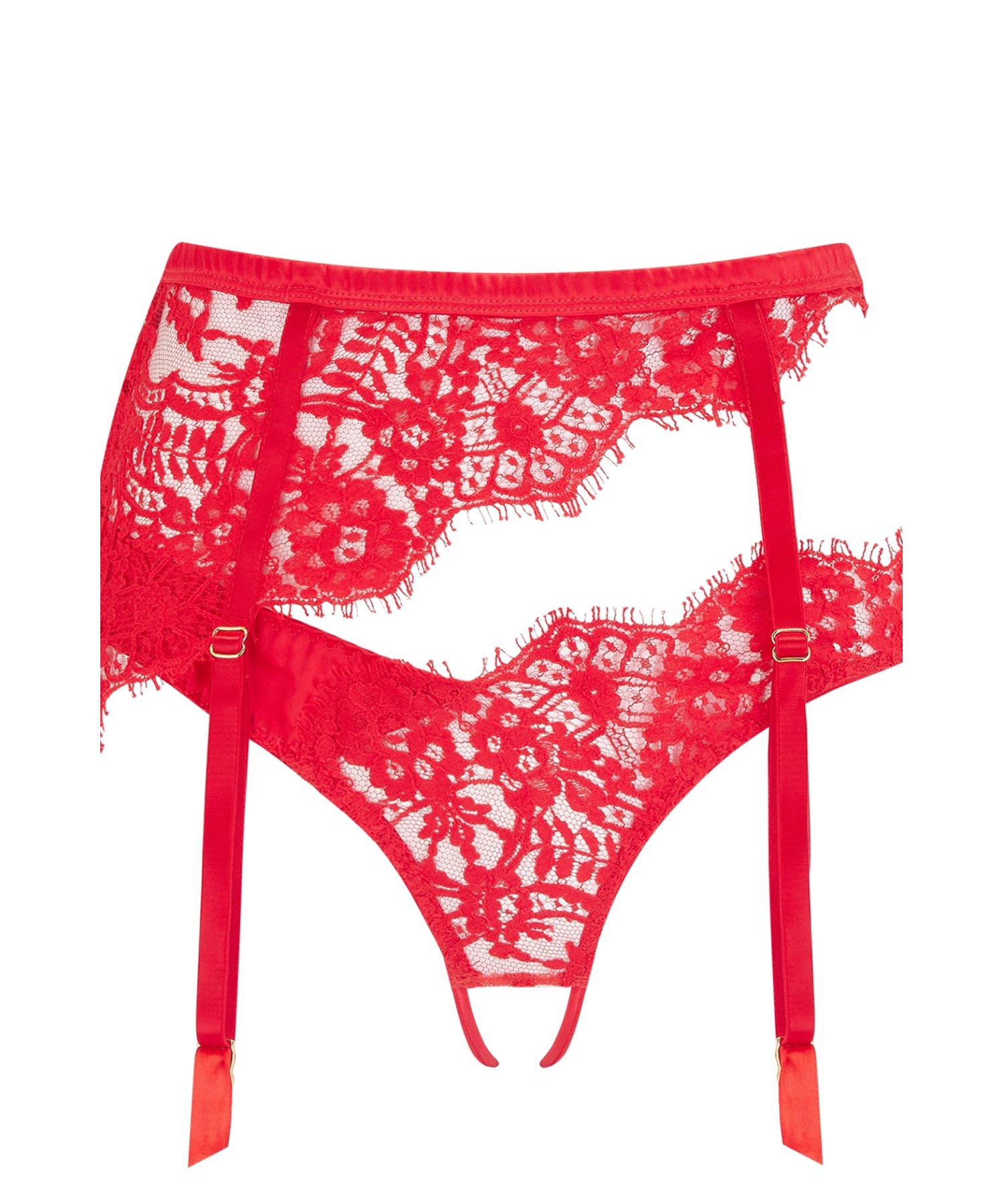 Coco de Mer Open Suspender Knicker (Red) | Avec Amour Sexy Lingerie