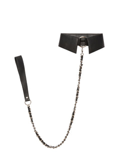 Fleur Du Mal Leather Collar with Detachable Lead (Black) | Avec Amour Sexy Lingerie