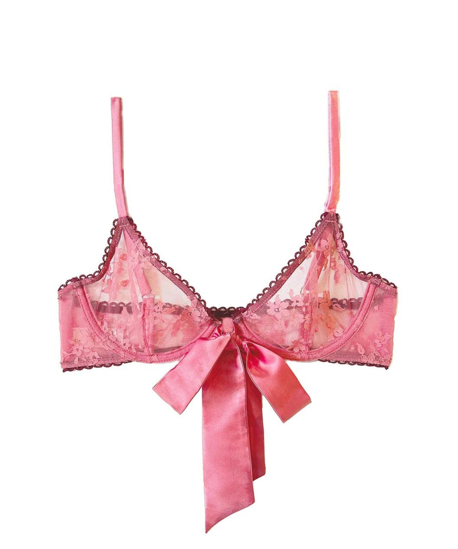 Fleur Du Mal UNTIE ME Demi Bra (Pink Cadillac) | Avec Amour Sexy Lingerie