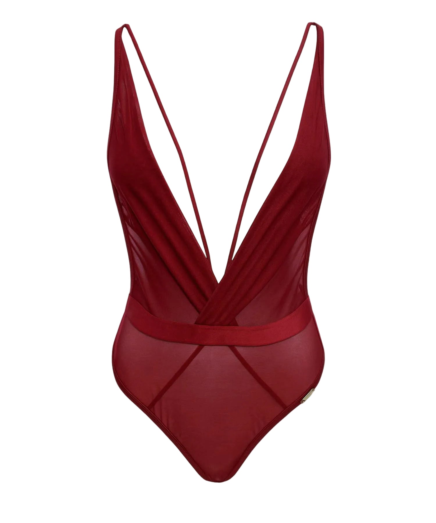 AVAM SHEER Deep V Backless Body (Red) | Avec Amour Lingerie
