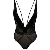 Sheer Deep V Backless Body (Black)